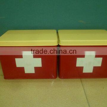 Home Retro Style Cross Tin Box Vintage Red Metal First Aid Kit Emergency Cabinet photo-3
