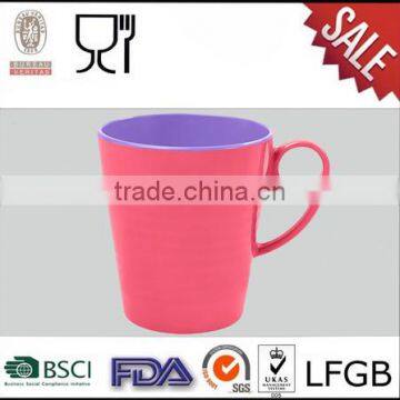 Two tone melamine drinking cup drinking ware with handle