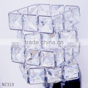 New Arrival The Cube Shaped Crystal Candlestick Metal Plated Candle Holder Stand for Home Decor photo-4