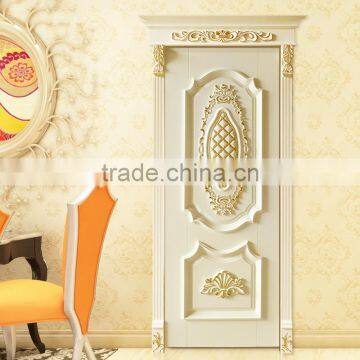 Luxurious Imperial Gold and White Solid Wood Artistic Carving Swing Single Door BF12-05234a