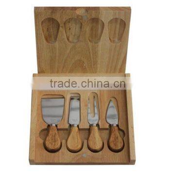 Lovely Cheese Knife Set With Rubber Wood Holder photo-4