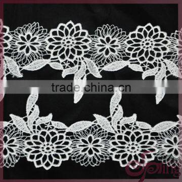 Embroidery guipure lace trimming, white floral chemical lace for dress,blouse