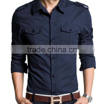 Military Style Dress Shirt , 2016 Latest Shirts for Men, 100% Cotton Western Style Dress Shirt photo-3