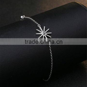 New Design 925 Sterling Silver Sunflower Charms Bracelet for Women photo-2