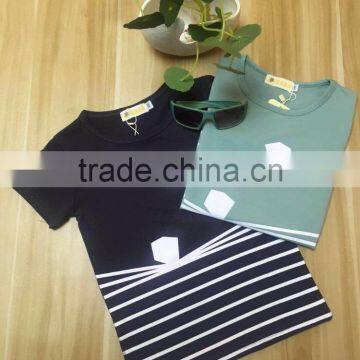 New areival Cheap Kid clothing Simple Soft short sleeve baby boy Striped T- shirts Fancy Black boys shirts