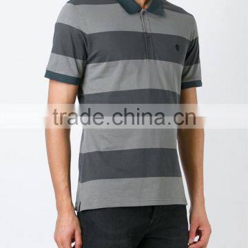High Quality Dark Grey Custom Design Striped t Shirt Polo for Men photo-2