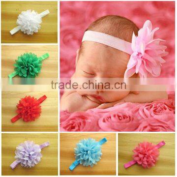 Wholesale EN and US the children's Chiffon headdress baby girl flower headbands 16 color elastic hairband Infant hair accessorie