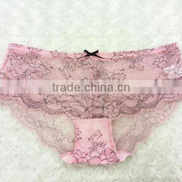 Pink Sets Sexy Women Transparent Lace Underwear Bra and Panty Set photo-4