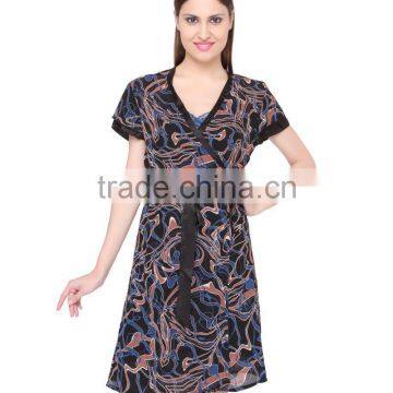 Valentine Women"s Black Satin Nighty New photo-2