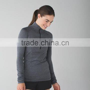 Wholesale Brushed Cotton Fabric Sweatshirts Blank Half Zip Women Sweatshirt photo-4