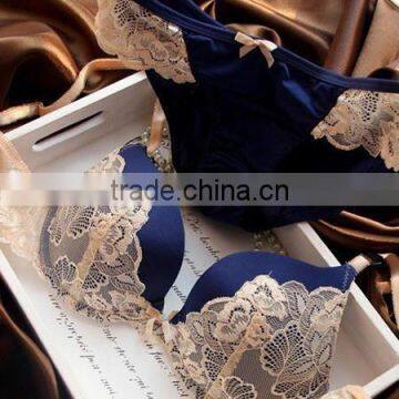 3/4 Cup Nylon & Lace Bra and Panties Set,two Hook-and-eye,back Closure photo-2