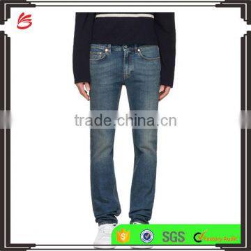 Men wholesale cheap jeans custom fashion blue straight ripped denim man jean