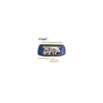 (M-7180L) TV BABY 7 inch Rearview mirror tft lcd monitor support dual video inputs and bluetooth (USB/SD optional)