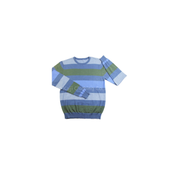 Wholesale Men\'s Good Quality Colorblock Pullover Long-Sleeve Crewneck Striped Sweater