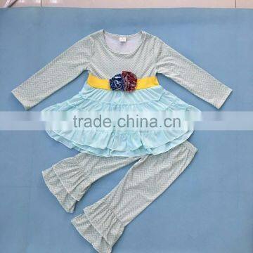 top selling double ruffle kids cotton clothes sets