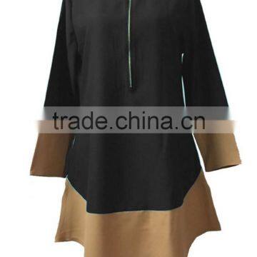 black patched muslim shirt/xger fancy abaya kaftan muslim shirt/ islamic n muslim womenshirt