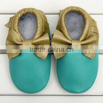 Gold Moccasins Baby Leather Shoes Girls Mocs Crib Shoes M5091704