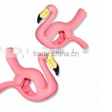 Competitive Price New fashion plastic flamingo beach towel clips/ animal beach towel clips