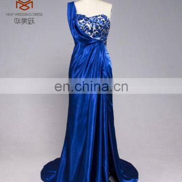 Wholesale ZZ-P004 Straight One Shoulder Split Skirt Handmade Ruching Plus Size Dress