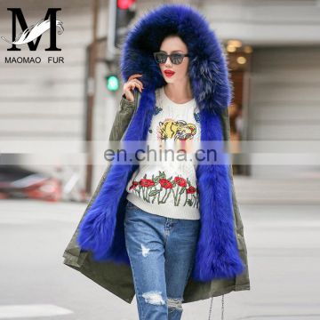 2016 Fashion Camouflage Fox Fur Parka Coat With Big Szie Raccoon Fur Clloar Winter Jackets For Ladies