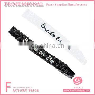 China factory Elegant Black Lace Sash Bride to Be Sash for Hen Party