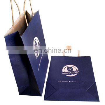 Promotion brown Kraft paper bag with deep blue printed