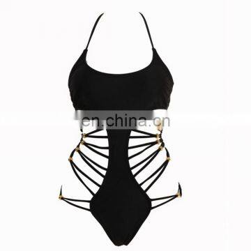 Cobweb Vintage Swimwear Thong Bathing Suits Hollow Out Monokini Mayokini Beads Strappy Female Swimsuit Trikini 2017 photo-3