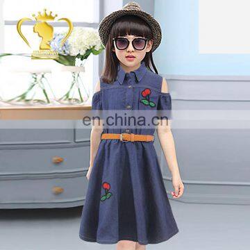 Hand Embroidery Designs Smart Casual Girl Denim Dress for Girls Kids photo-6