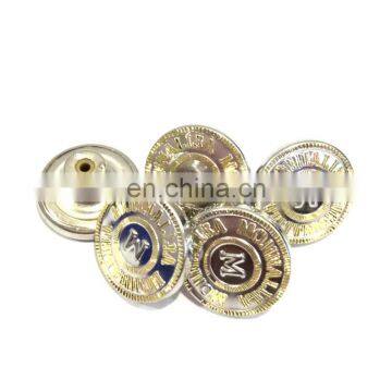 17mm alloy metal button, embossed custom logo button