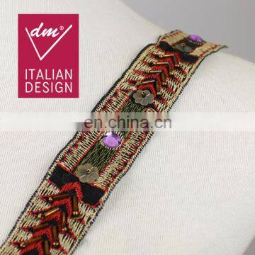 Embroidery designs ethnic colorful beaded vintage lace trim