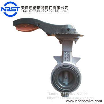 Ductile Iron Body Stainless Steel Plate 304 EPDM Lined Wafer Butterfly Valve