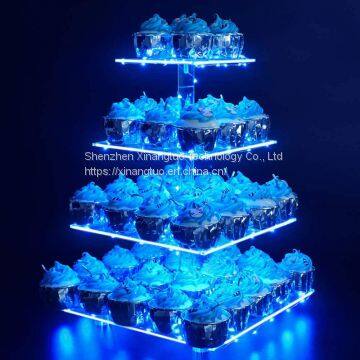 High Quality Custom Clear Happy Birthday Decoration Acrylic Wedding Cake Stand photo-4