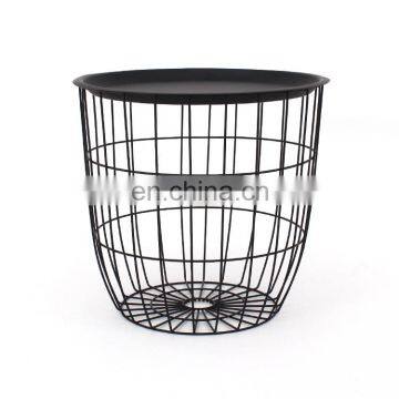Customized Newest Design Home Storage Metal Wire Basket Round Tea Table With Lid photo-4
