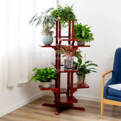 Flower Rack Solid Wood Living Room Indoor Balcony Simple Multi-layer Floor Type Retro European Chinese White Wood Chlorophytum Bonsai Green Flesh Saving Space Large Flower Pot Decoration Shelf photo-2