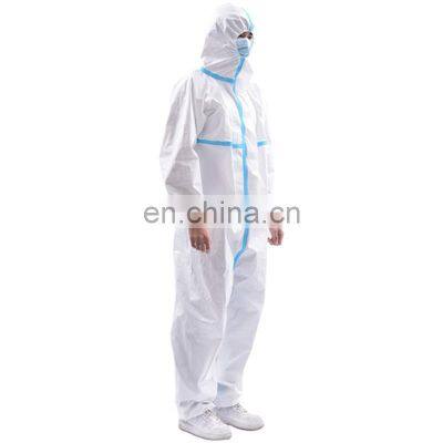 Disposable CE Cat III Type 3B/4B/5B/6B Protective Clothing Coverall Full Body Ppe Isolation Chemical for Hospital Hazmat Suit