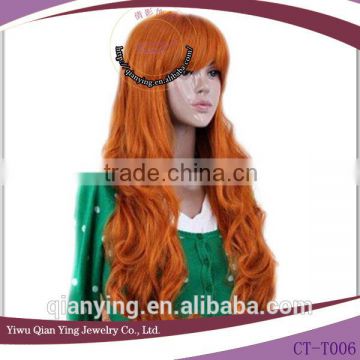 beauty long curly brown anime cosplay wig for wholesale