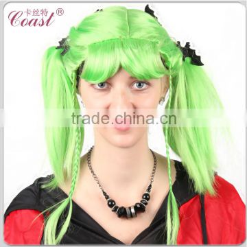 girls green funny halloween long ponytail wholesale synthetic hair wigs