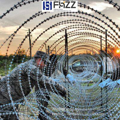 Double Spiral Cross Razor Barbed Wire Barrier With Concertina Coil for Border Line photo-2
