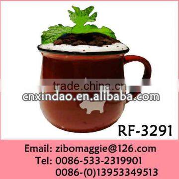 Hot Sale Ball Shape Custom Colored Promotional Ceramic Planters Mug