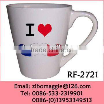 Hot Sale World Cup Ceramic Promotion Cup with V Shape for Ice Ceam Ceramic Cup