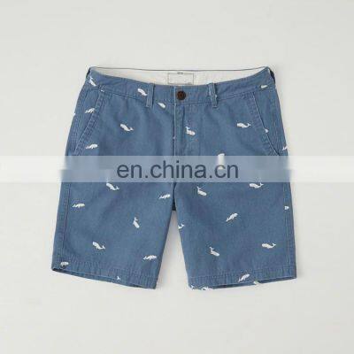 Wholesale Summer Fish Bone Printed Men Casual custom Fit Cotton Short Shorts