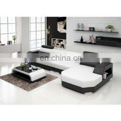 Hot Sales Genuine Leather Sofas Sets Popular Design Sectional Sofa Bed  Modern LED Living Room Furniture