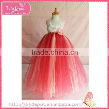 Bowknot handmade children dress factory fluffy voile girl's dress children frocks designs