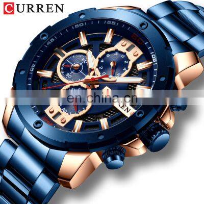 CURREN 8336 Men Japan Original Quartz Gold Time Watches Fashion Stainless Steel Calendar Business Wristwatch