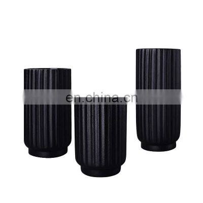 Hot Sales Nordic Modern Porcelain Black Matte Flowers Vases Ceramic Vase Pot Ornament for Festival Gift Wedding Decor photo-5