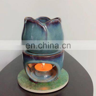 Essential Oil Burner Wax Melt Burner With Candle Spoon Aromatherapy Aroma Burner Ceramic Oil Diffuser Candle Tealight Oil Warmer