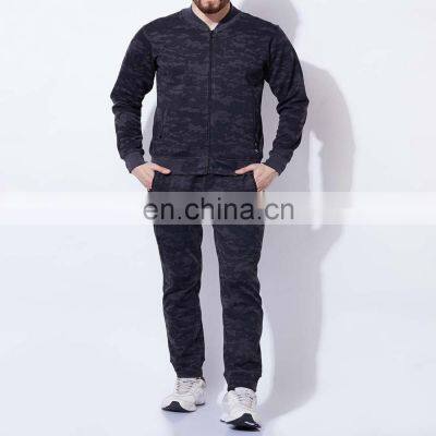 Latest Design Fleece Printing Camouflage Track Suit zipper Sports Training Suit