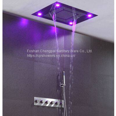 60x80cm shower set stainless steel sanitray showerhead with multi-function rainfall waterfall rain curtain