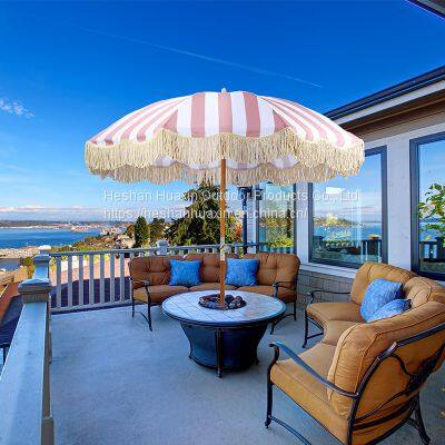 Tassel Beach Umbrella Ins Wind Swimming Pool Courtyard Umbrella 1.8m 37-inch Sunscreen Sun Umbrella Customized Advertising Umbrella Wholesale photo-2