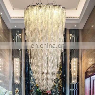 Modern LED Crystal Chandelier Glossy Hollow Large Stair Light for Villa Attic Home Decoration for Living Room Duplex Building